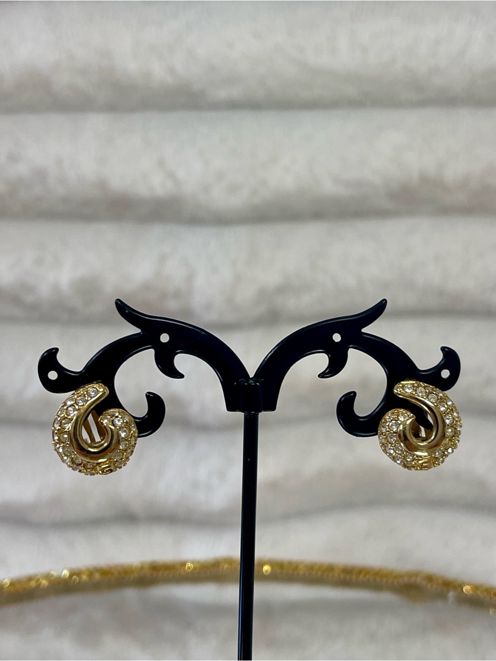 Givenchy Gold-tone Crystal Swirl Clip-On Earrings - Picture 5 of 6
